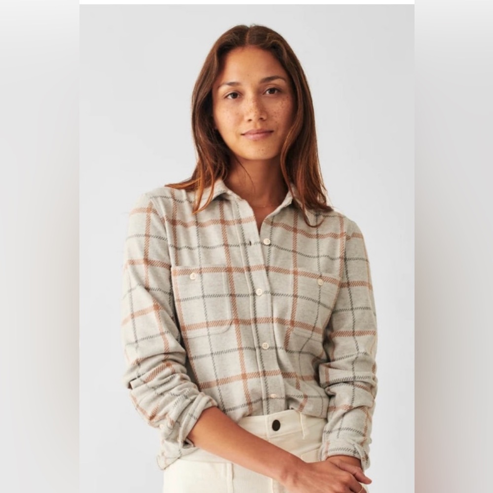 Faherty Legend Sweater Shirt - Size XS - Color - Open Tundra Windowpane